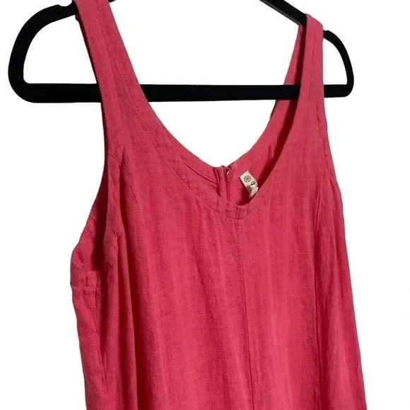 Gaiam Woman's XS Sleeveless Maxi Dress Lagenlook Coral Pink Linen Vacation Dress - Picture 9 of 14